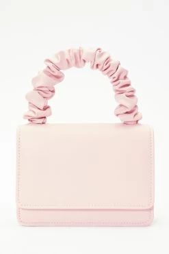 Pink Faux Leather Ruched Bag