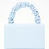Light Blue Faux Leather Ruched Bag