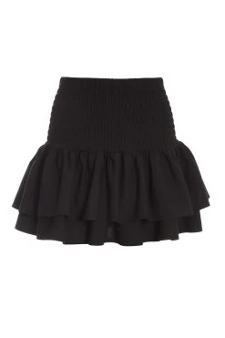 Black Ruched Frill Mini Skirt