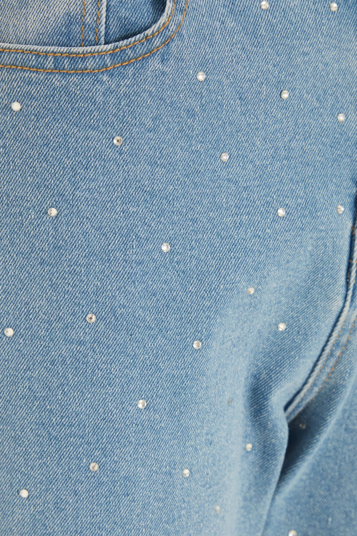 Blue Denim Embellished Mom Jeans - Image 6