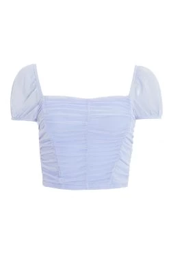 Blue Mesh Crop Top