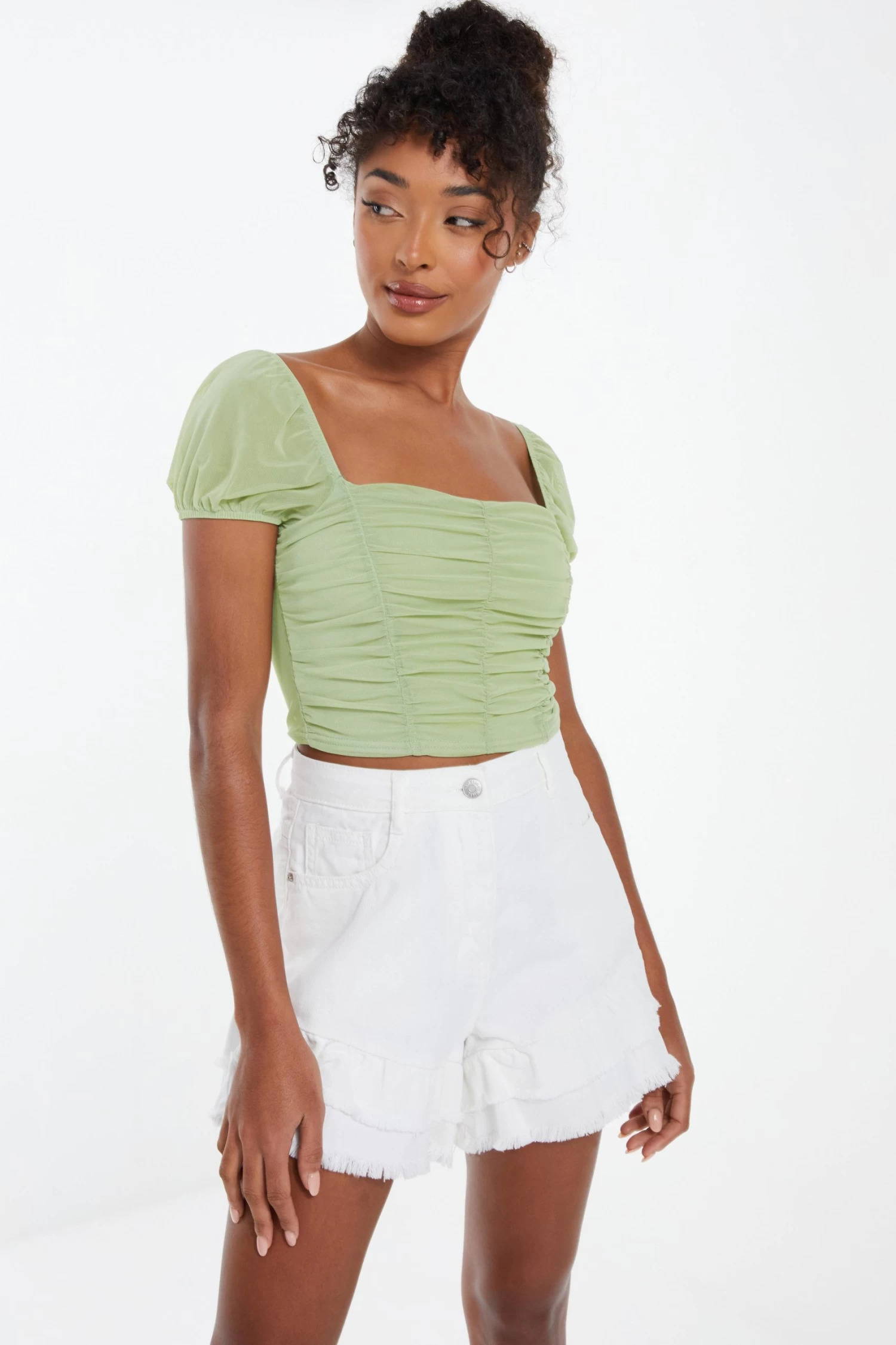 Sage Mesh Crop Top - Image 2