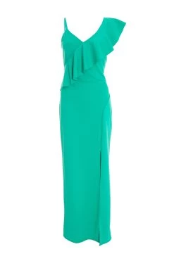 Green Frill Maxi Dress