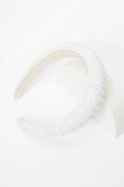 Bridal White Wide Diamante Headband