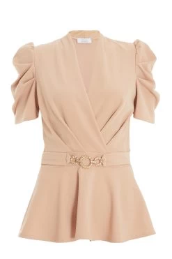 Stone Pleated Peplum Top