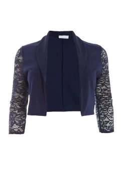 Curve Navy Shawl Lace Crop Jacket