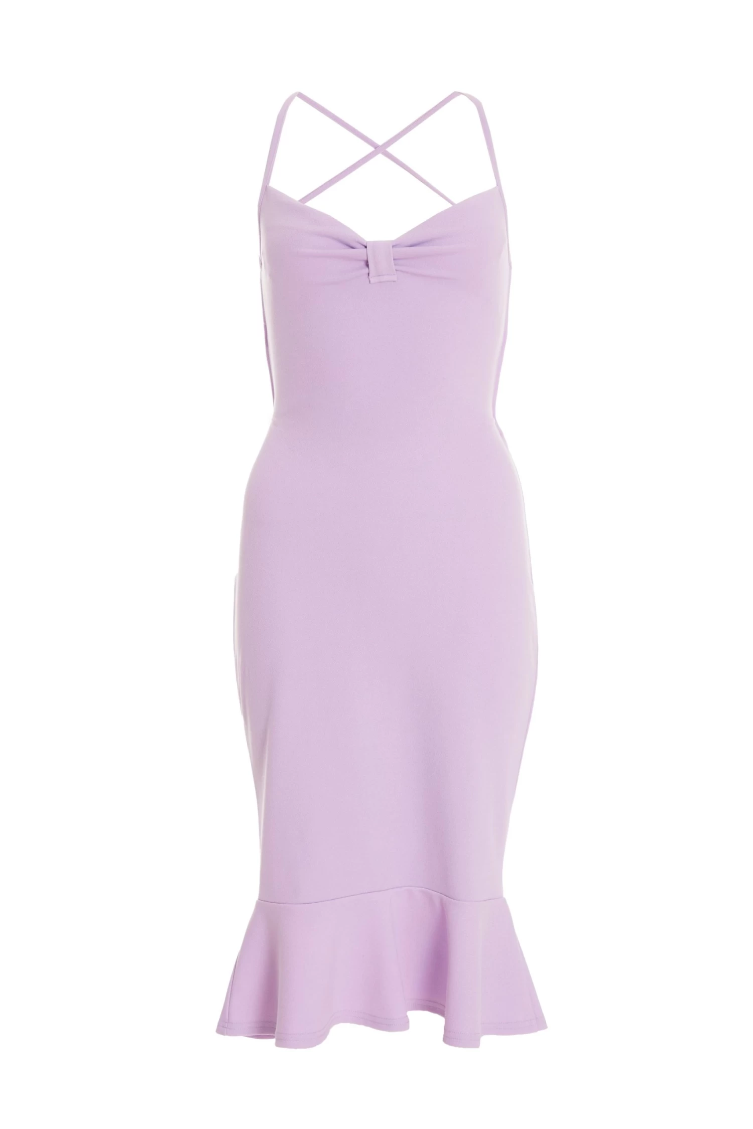 Petite Lilac Bow Tie Back Midi Dress