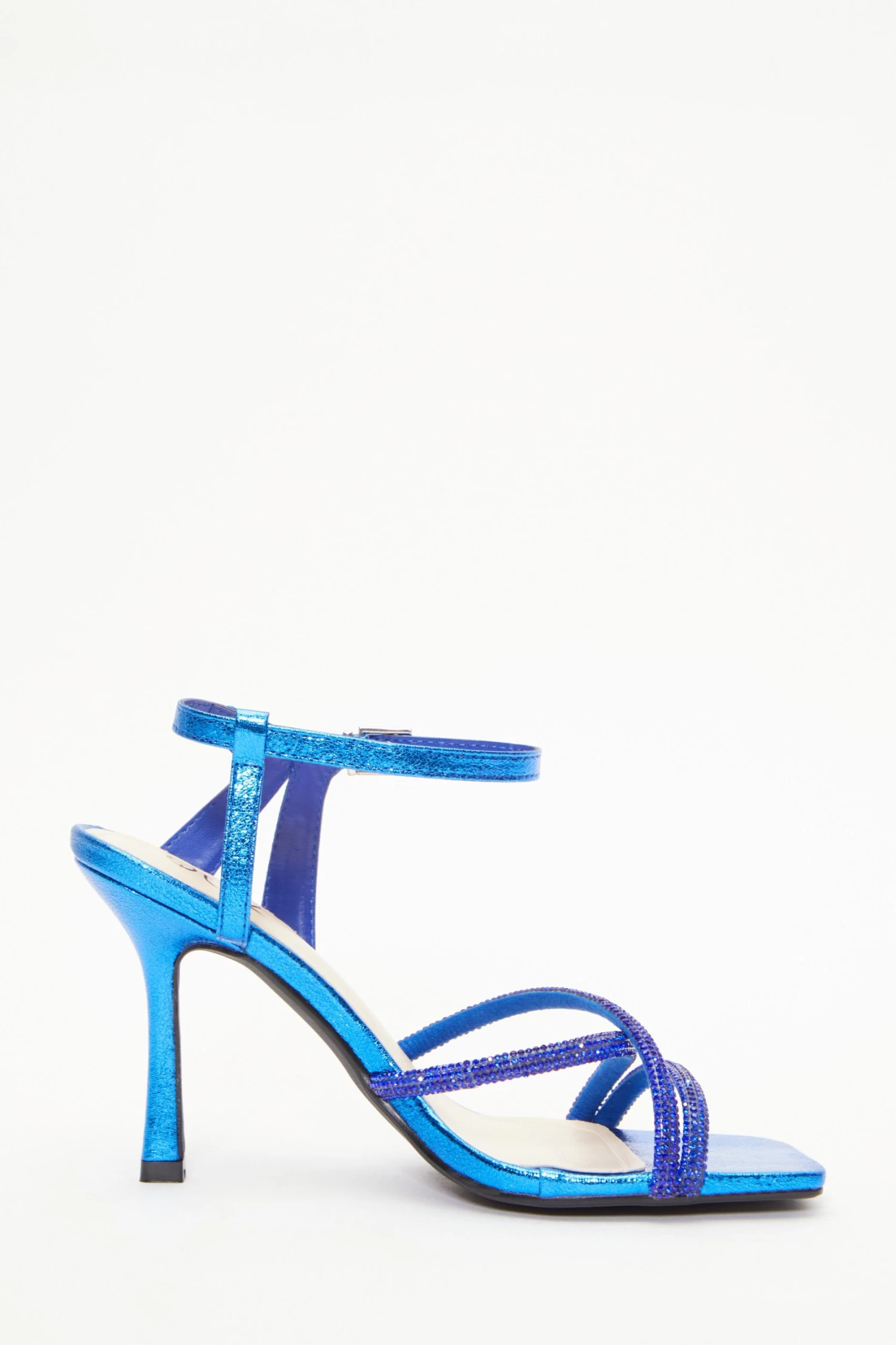 Royal Blue Diamante Strappy Heeled Sandals - Image 6