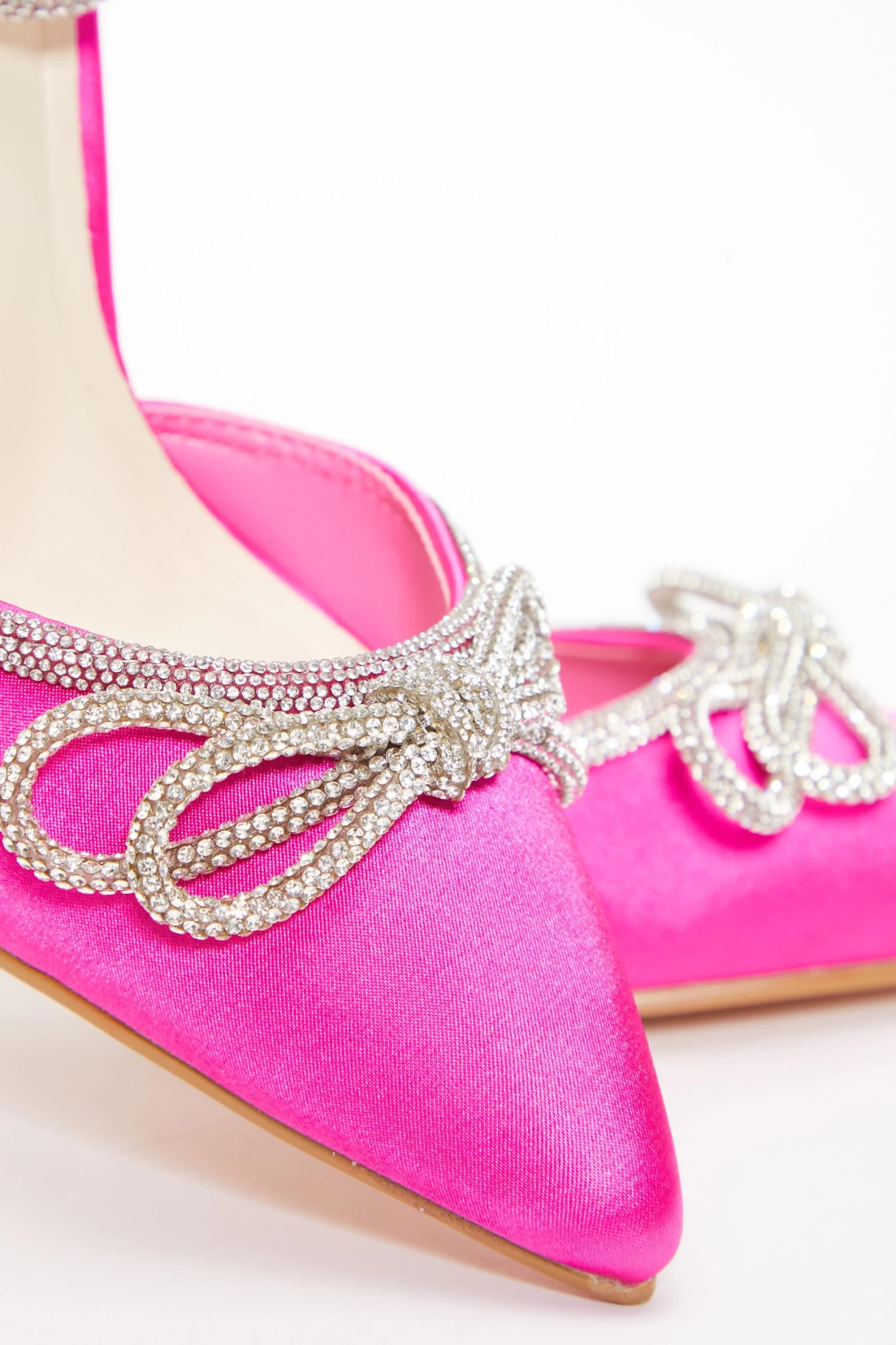 Pink Diamante Bow Court Heels - Image 5