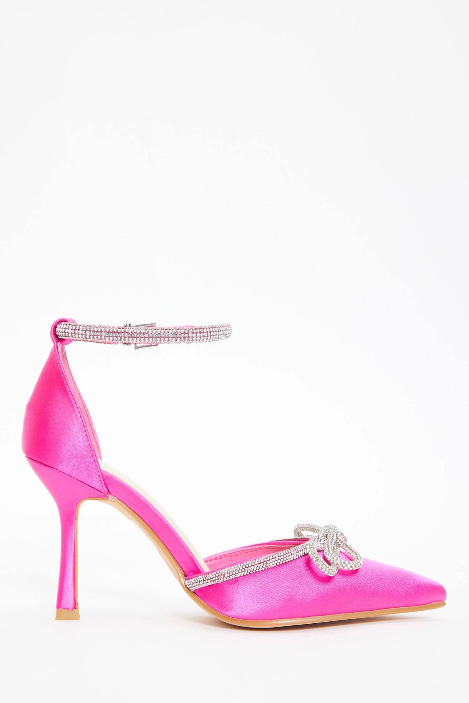 Pink Diamante Bow Court Heels - Image 6
