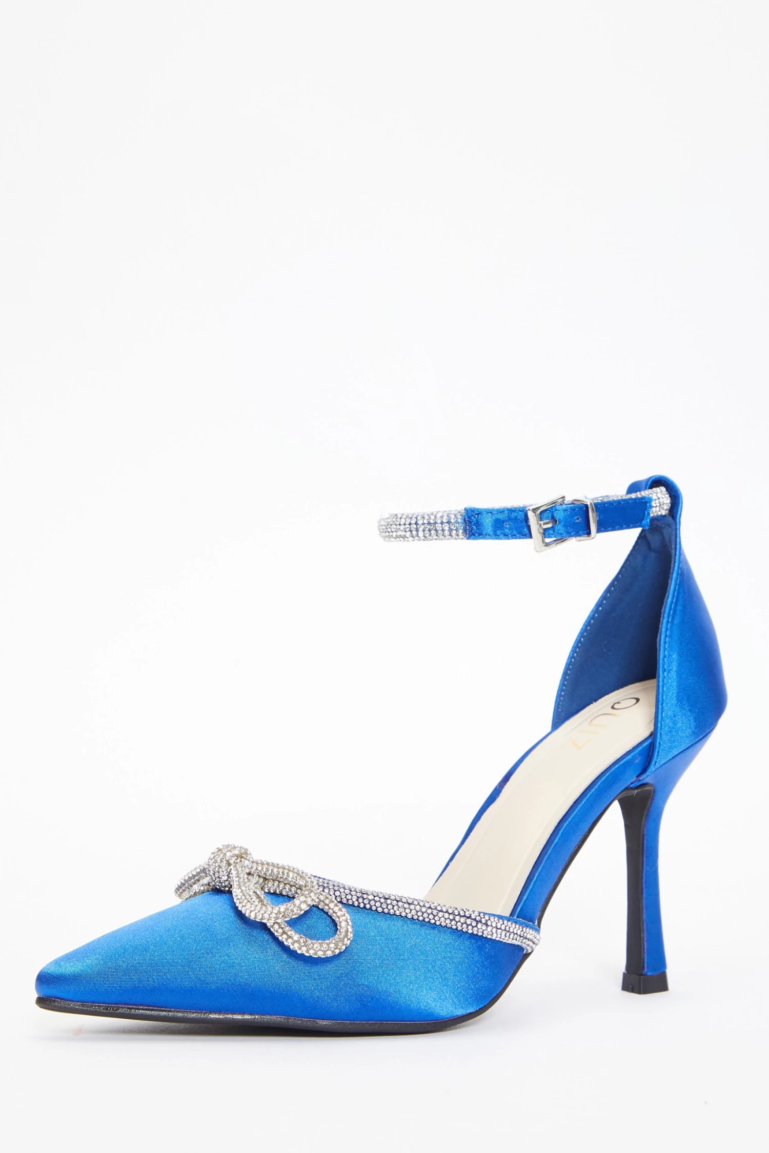 Royal Blue Diamante Bow Court Heels - Image 3