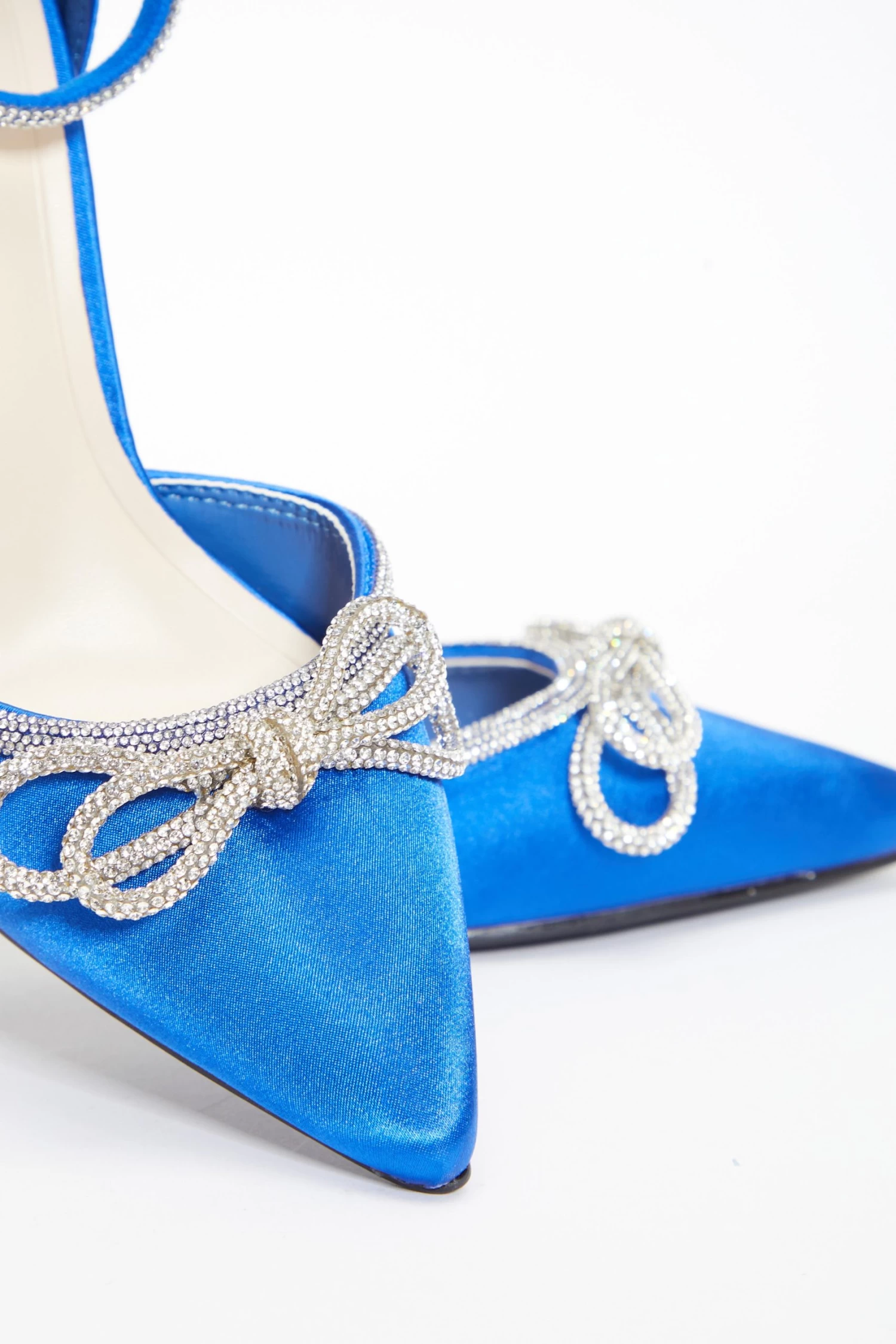 Royal Blue Diamante Bow Court Heels - Image 5