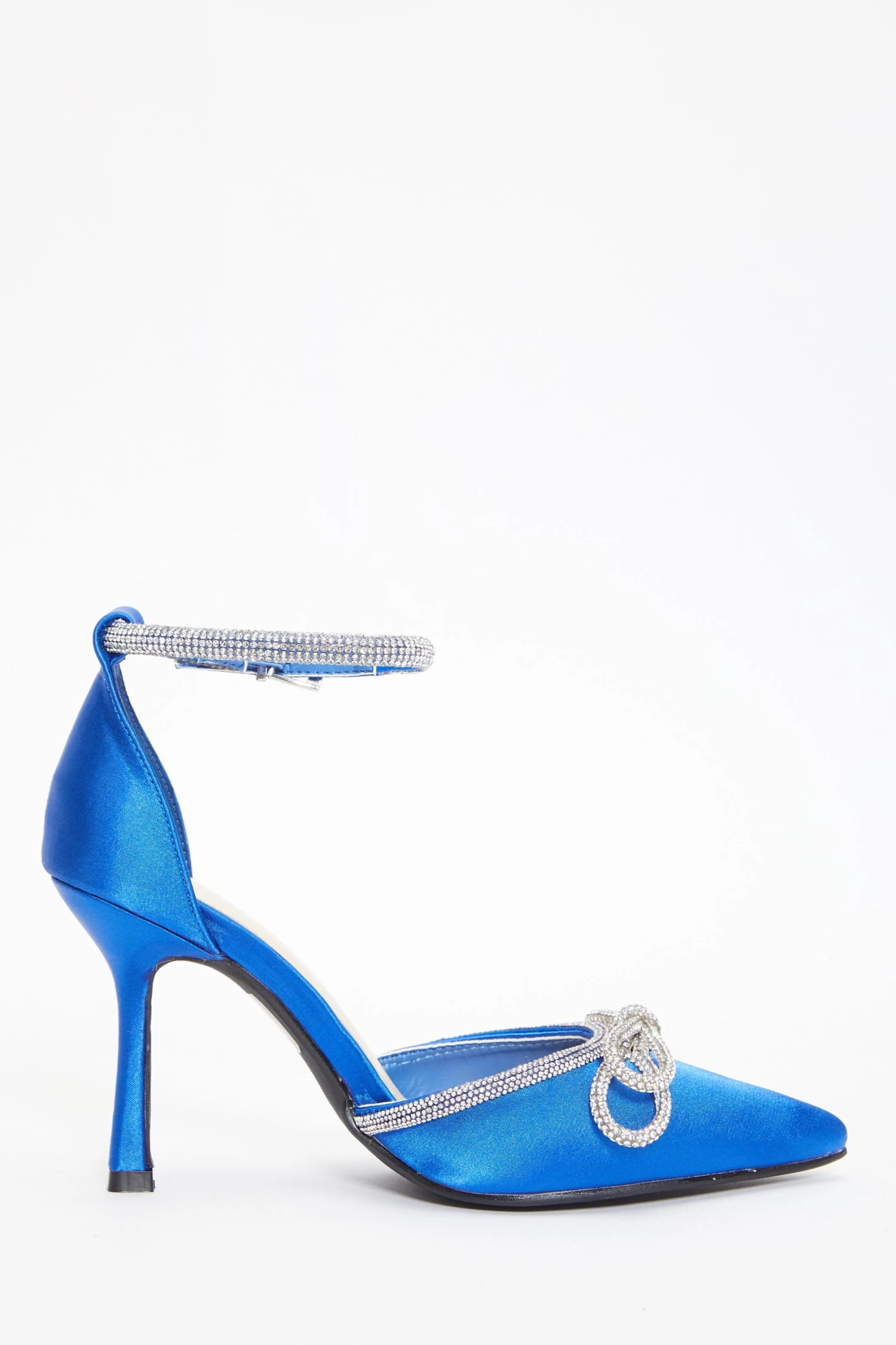 Royal Blue Diamante Bow Court Heels - Image 6