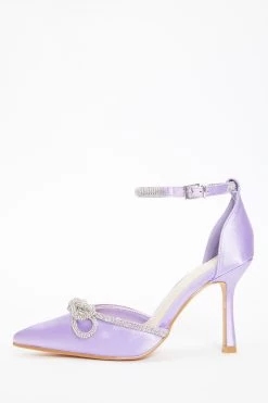 Lilac Diamante Bow Court Heels