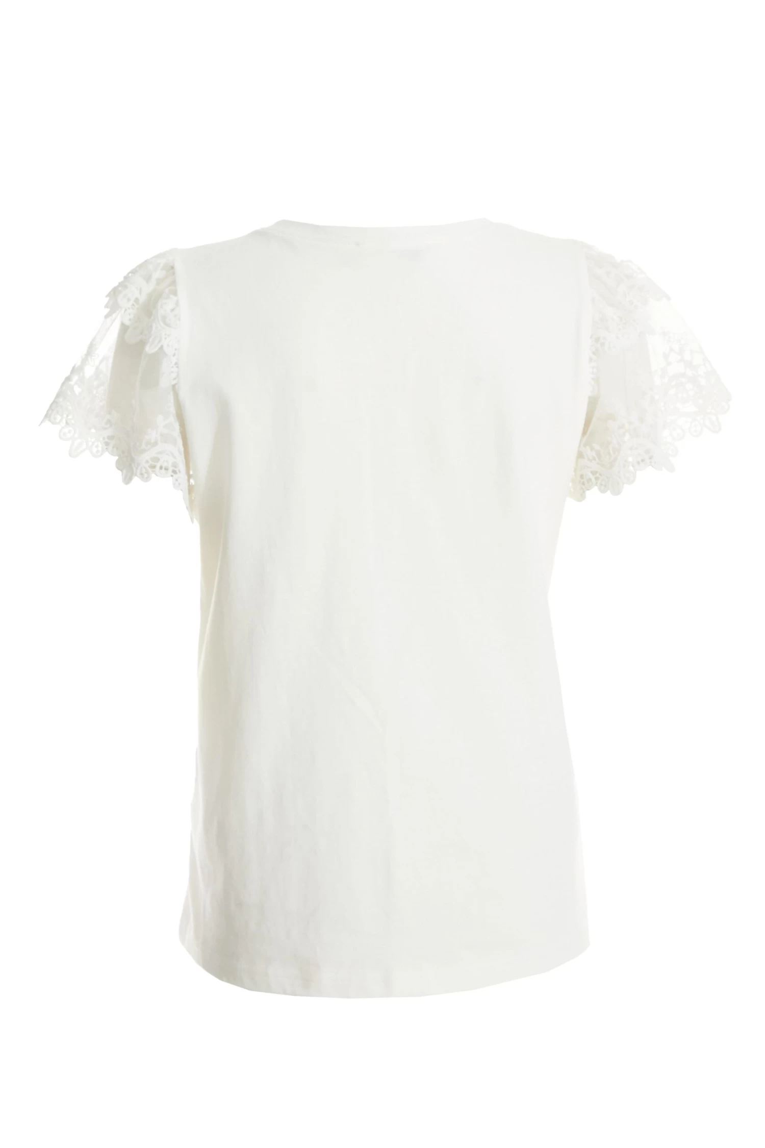White Lace Sleeve T-Shirt - Image 5
