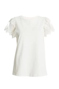 White Lace Sleeve T-Shirt