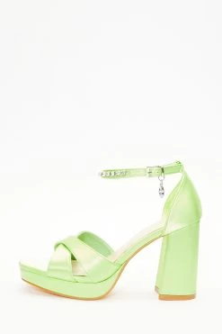 Green Platform Heeled Sandals