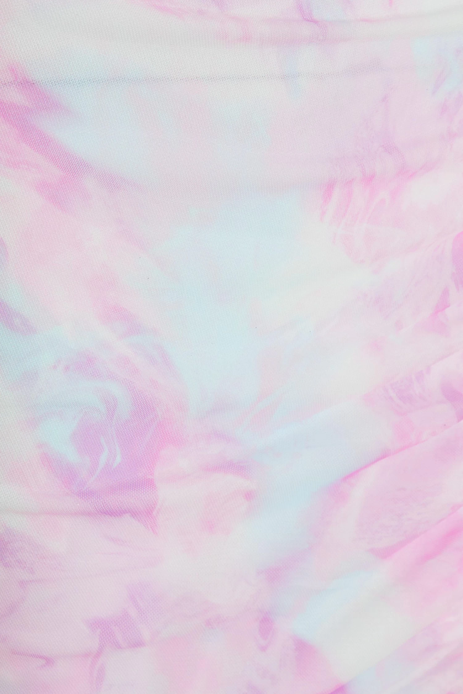 Pink Mesh Marble Print Ruched Midi Dress - Image 6