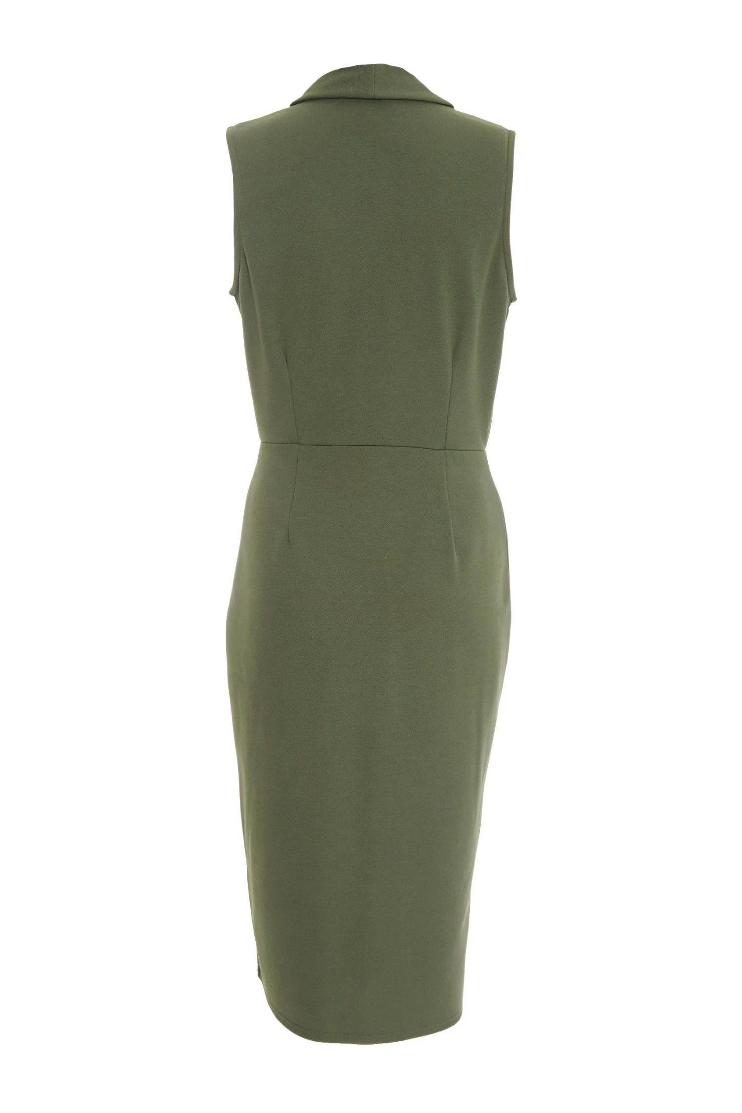 Khaki Wrap Sleeveless Midi Dress - Image 5