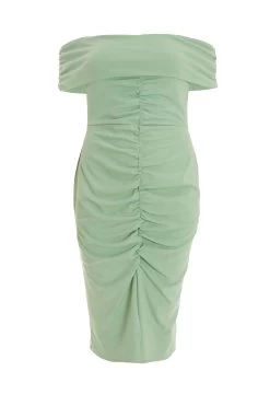 Curve Sage Ruched Bardot Midi Dress