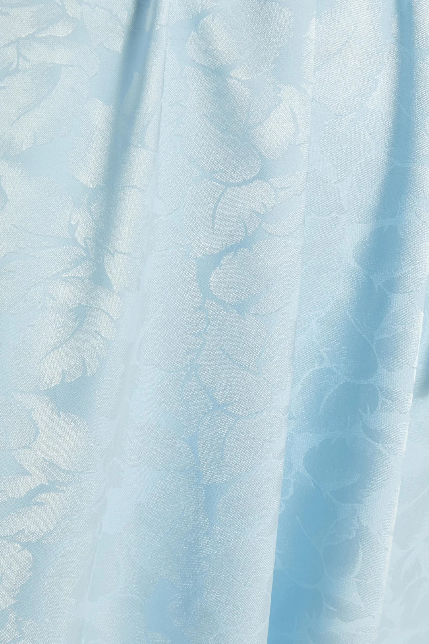 Light Blue Satin Jacquard Wrap Mini Dress - Image 6