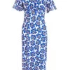 Royal Blue Floral Midi Dress