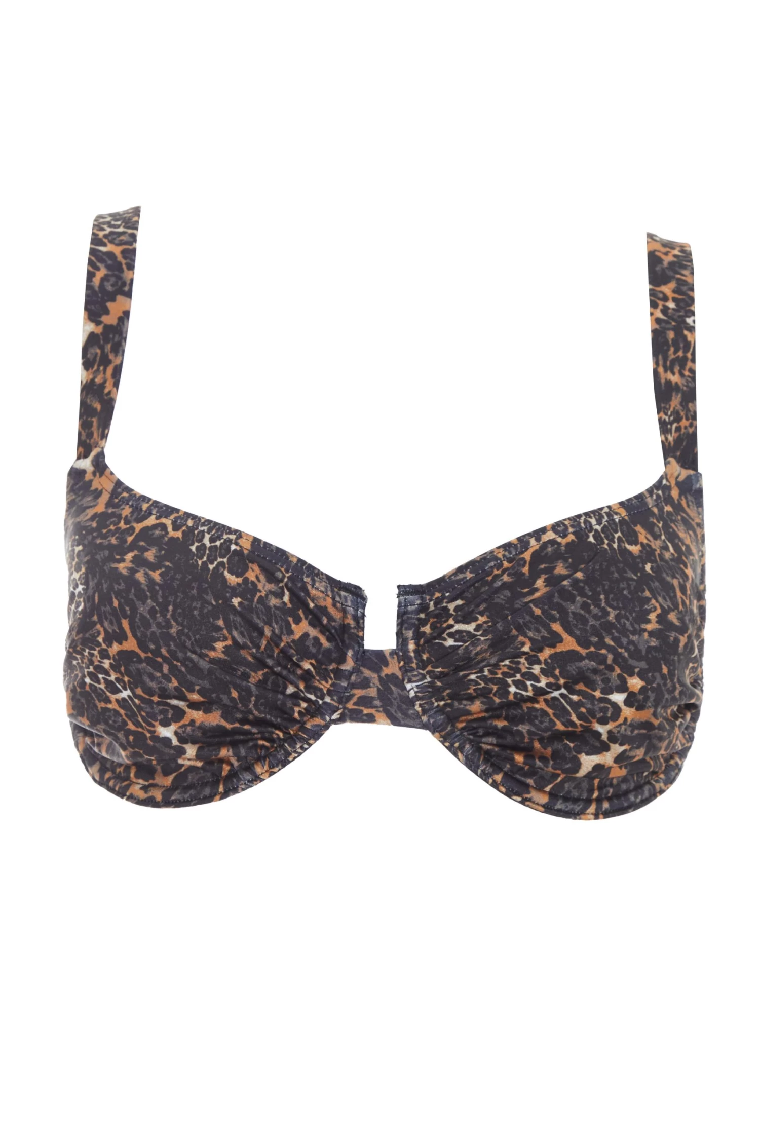 Brown Leopard Print Underwire Bikini Top
