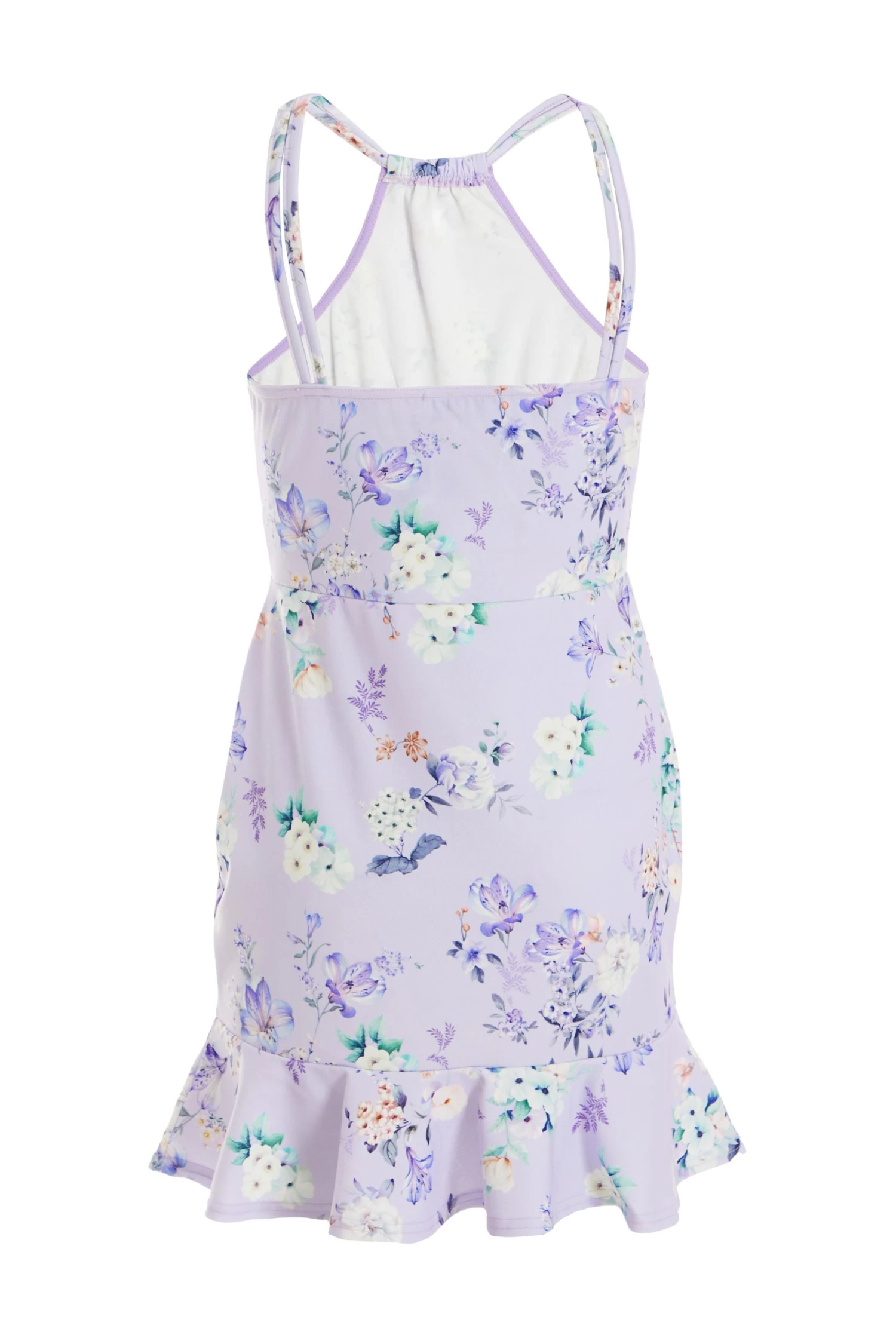 Petite Lilac Floral Halter Neck Bodycon Mini Dress - Image 5
