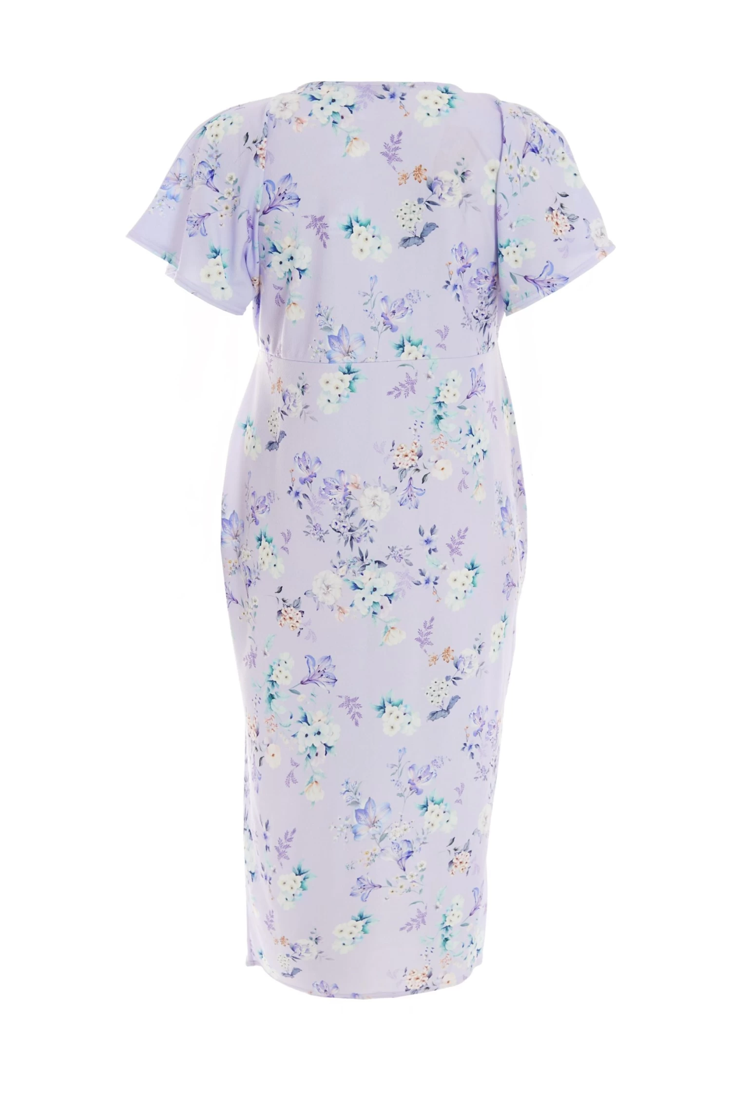 Curve Lilac Floral Wrap Midi Dress - Image 5