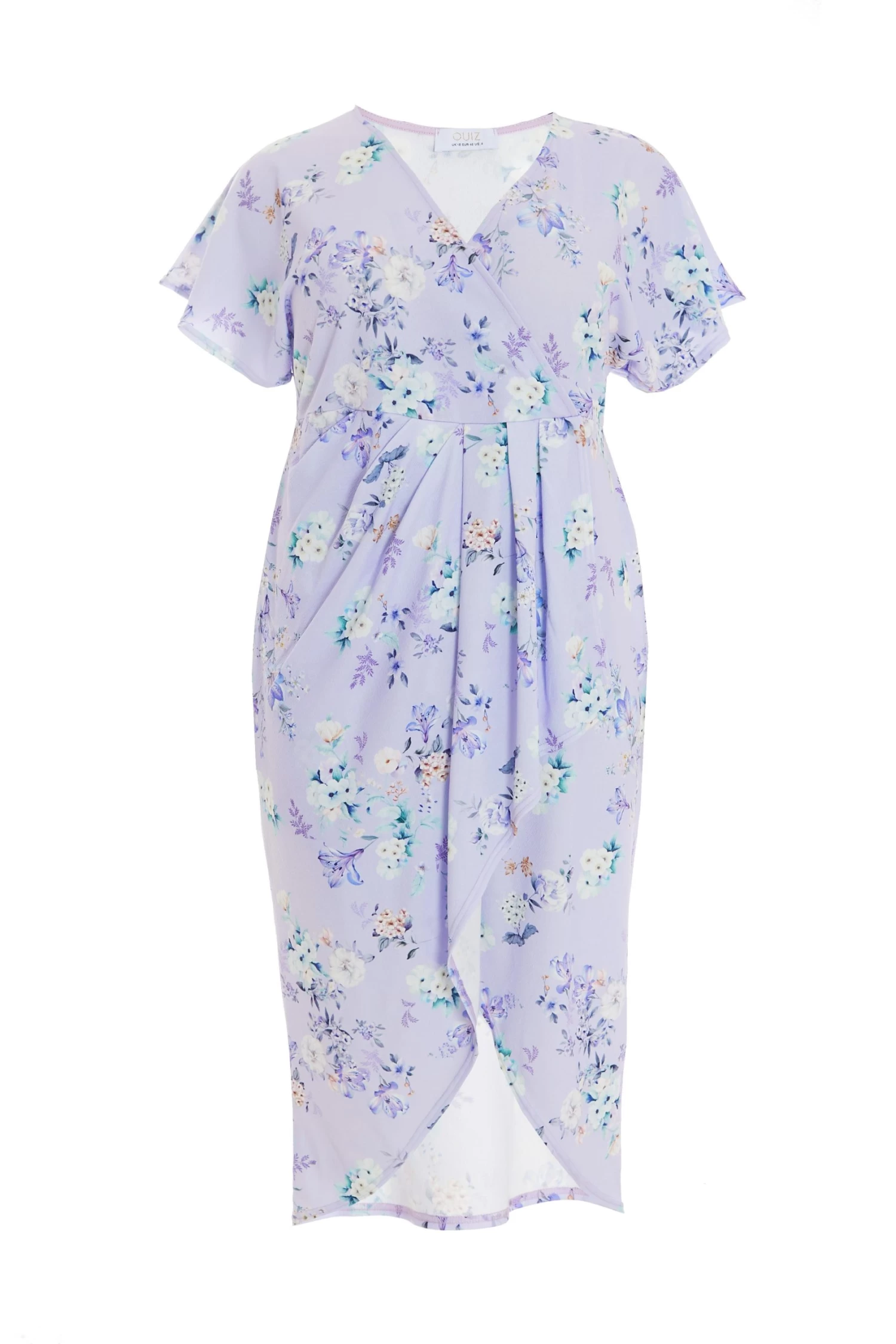 Curve Lilac Floral Wrap Midi Dress