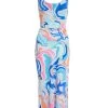 Petite Multicolored Marble Print Midaxi Dress