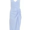 Blue Chain Ruched Midi Dress