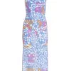 Blue Animal Print Split Midaxi Dress