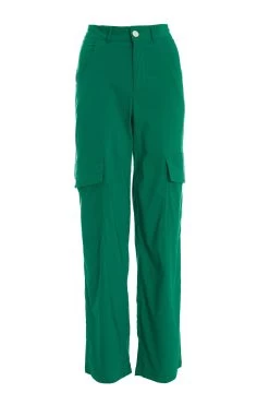 Green Wide Leg Cargo Trousers