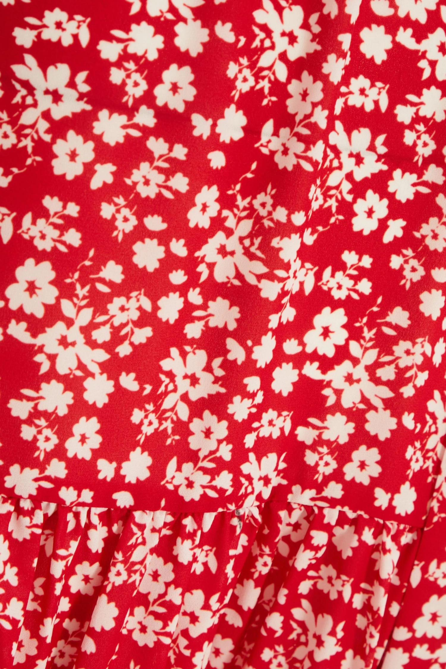 Red Ditsy Floral Tiered Midi Dress - Image 6