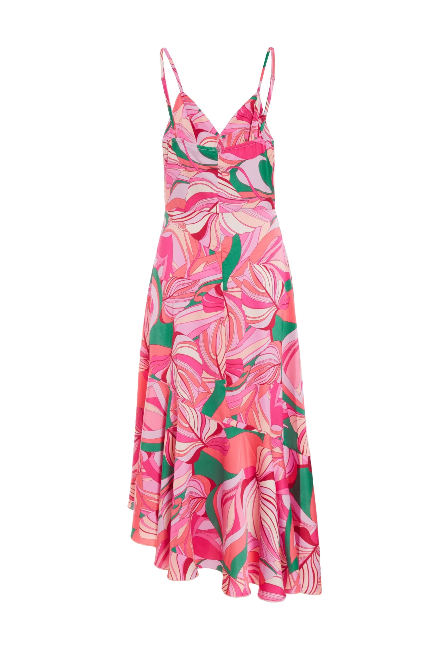 Pink Scarf Print Frill Midi Dress - Image 5