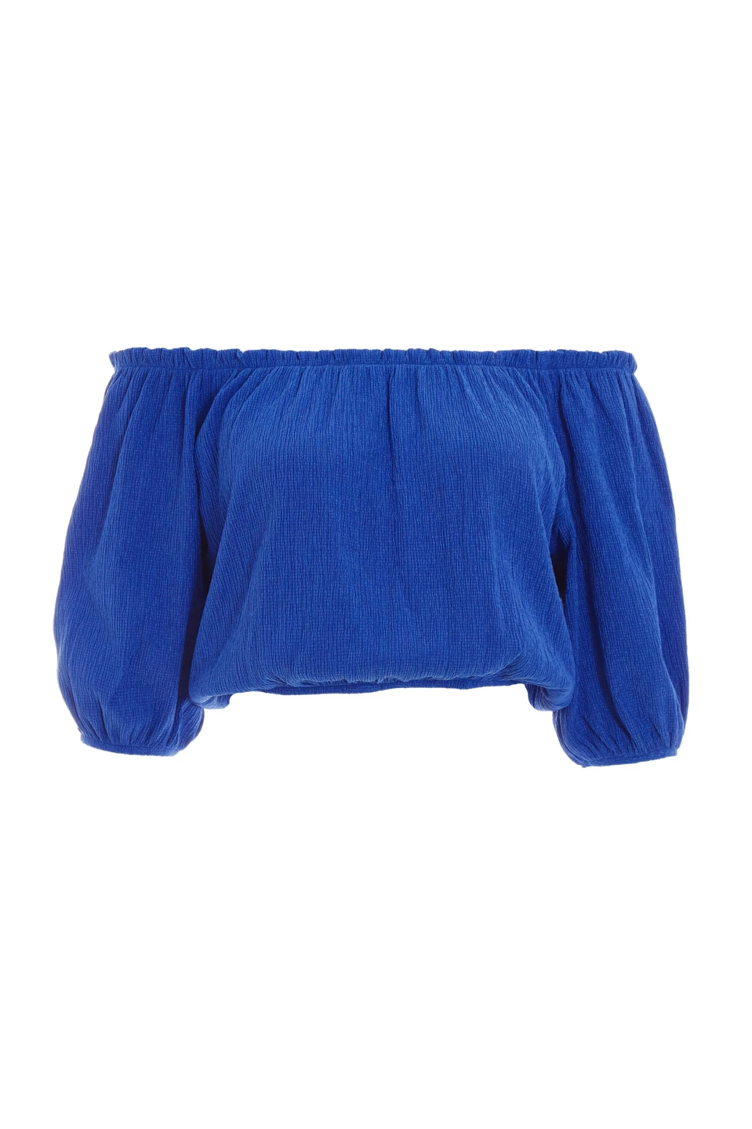Royal Blue Bardot Crinkle Top