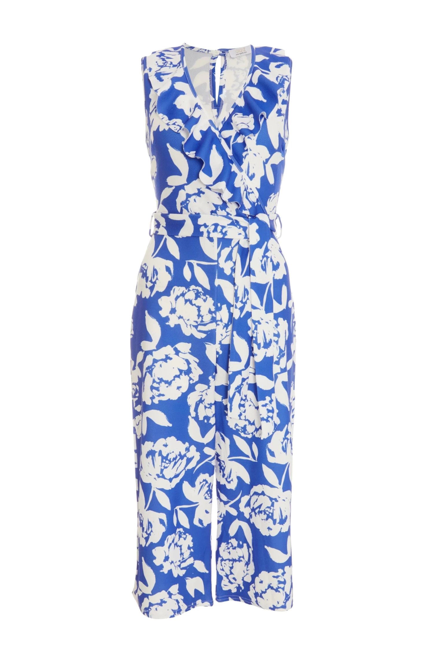 Petite Royal Blue Floral Culotte Jumpsuit