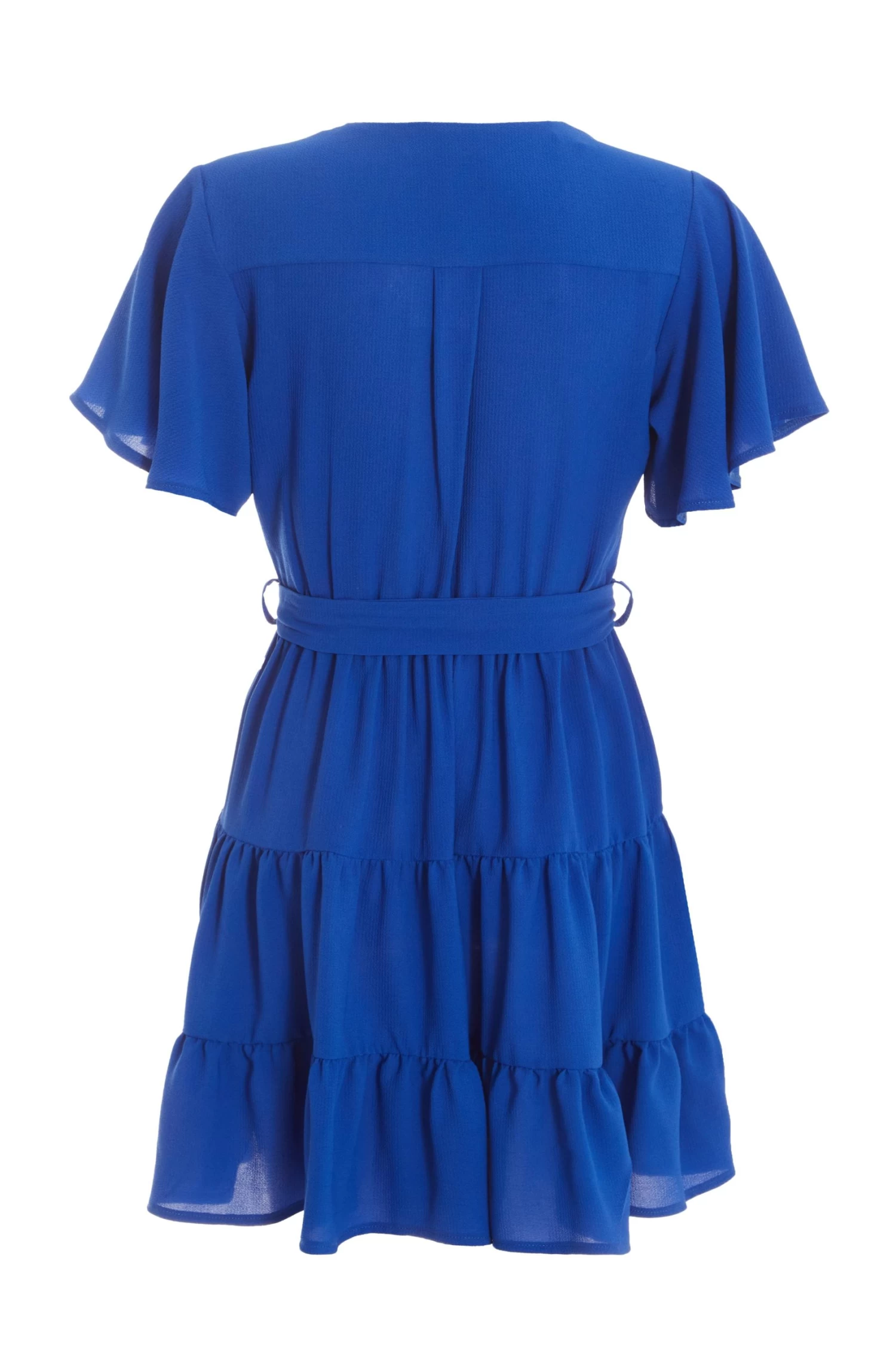 Petite Royal Blue Wrap Skater Dress - Image 5