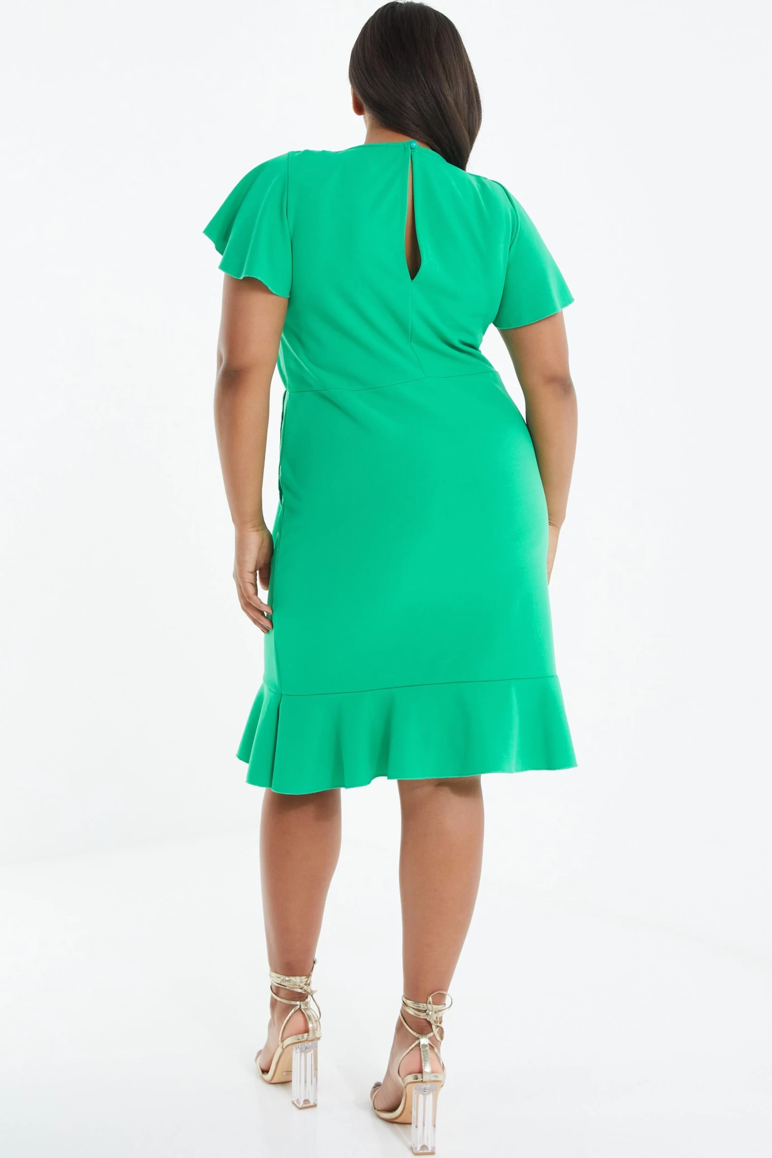 Curve Jade Green Frill Mini Dress - Image 3