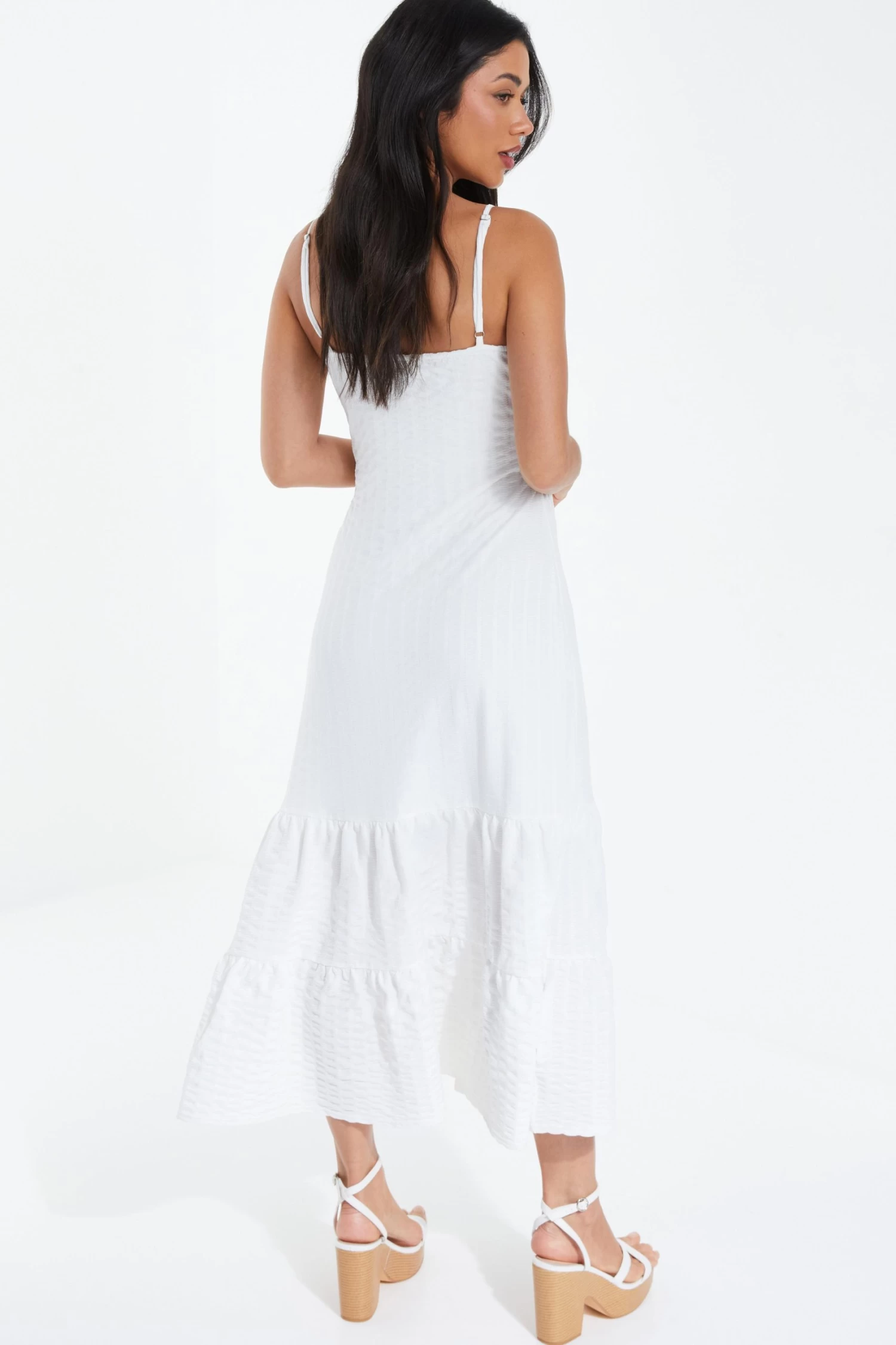 White Strappy Knot Front Midi Dress - Image 3