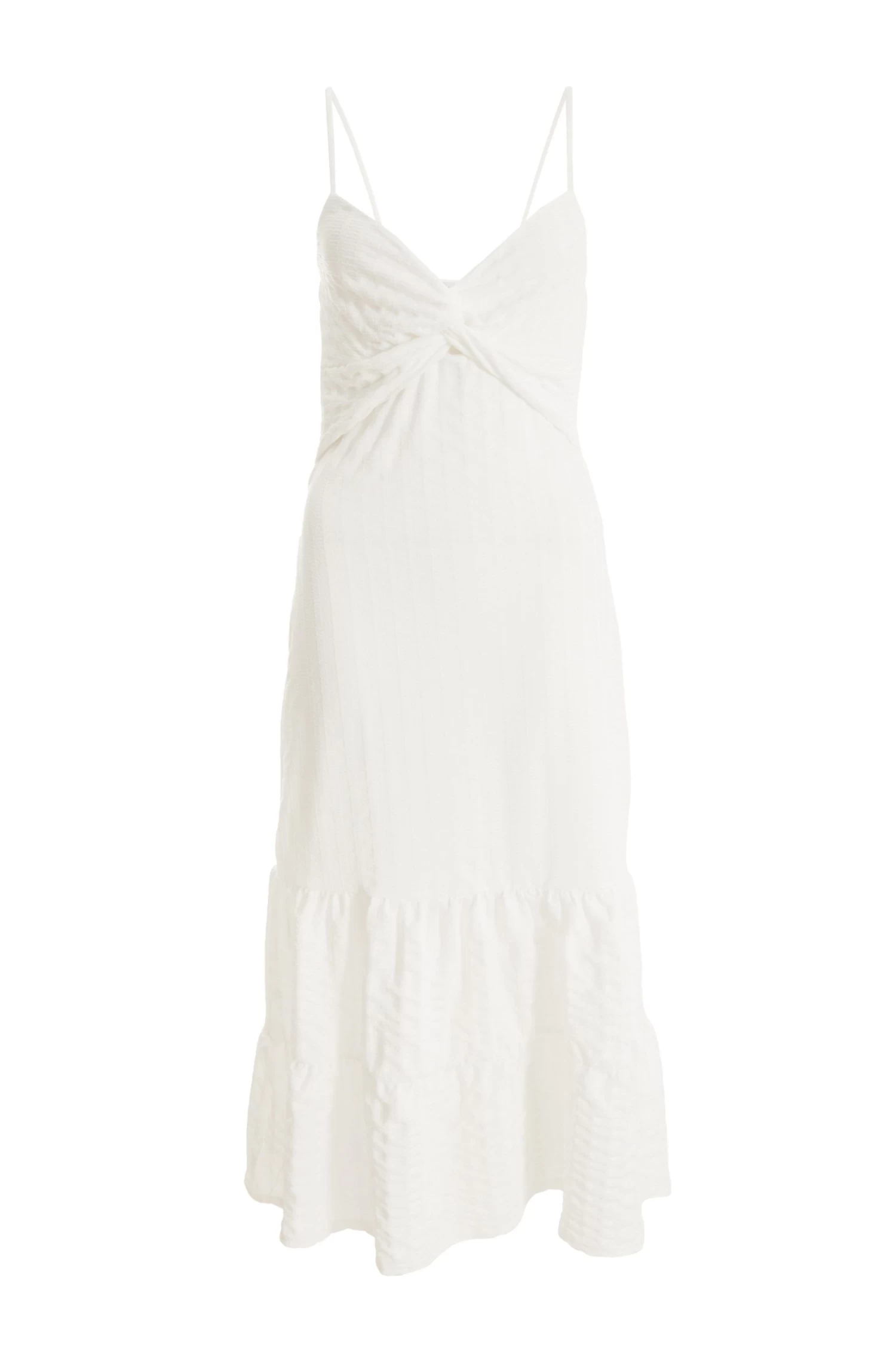 White Strappy Knot Front Midi Dress