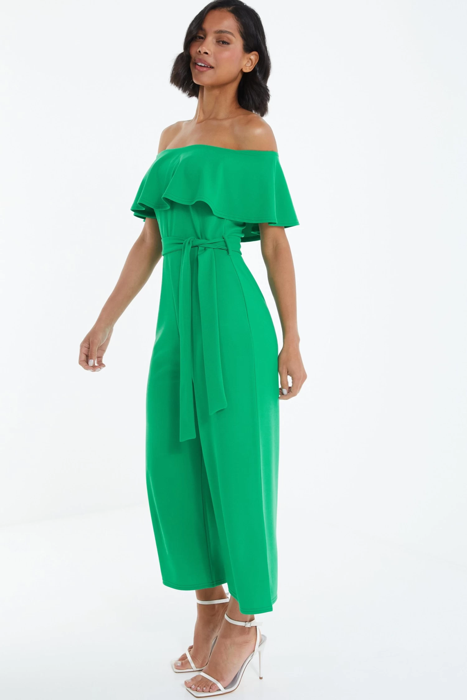 Green Bardot Culotte Jumpsuit - Image 4