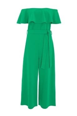 Green Bardot Culotte Jumpsuit