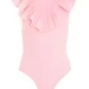 Light Pink Ribbed Frill Bodysuit
