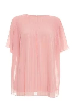 Pink Chiffon Pleated Blouse