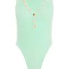 Mint Ribbed Button Bodysuit
