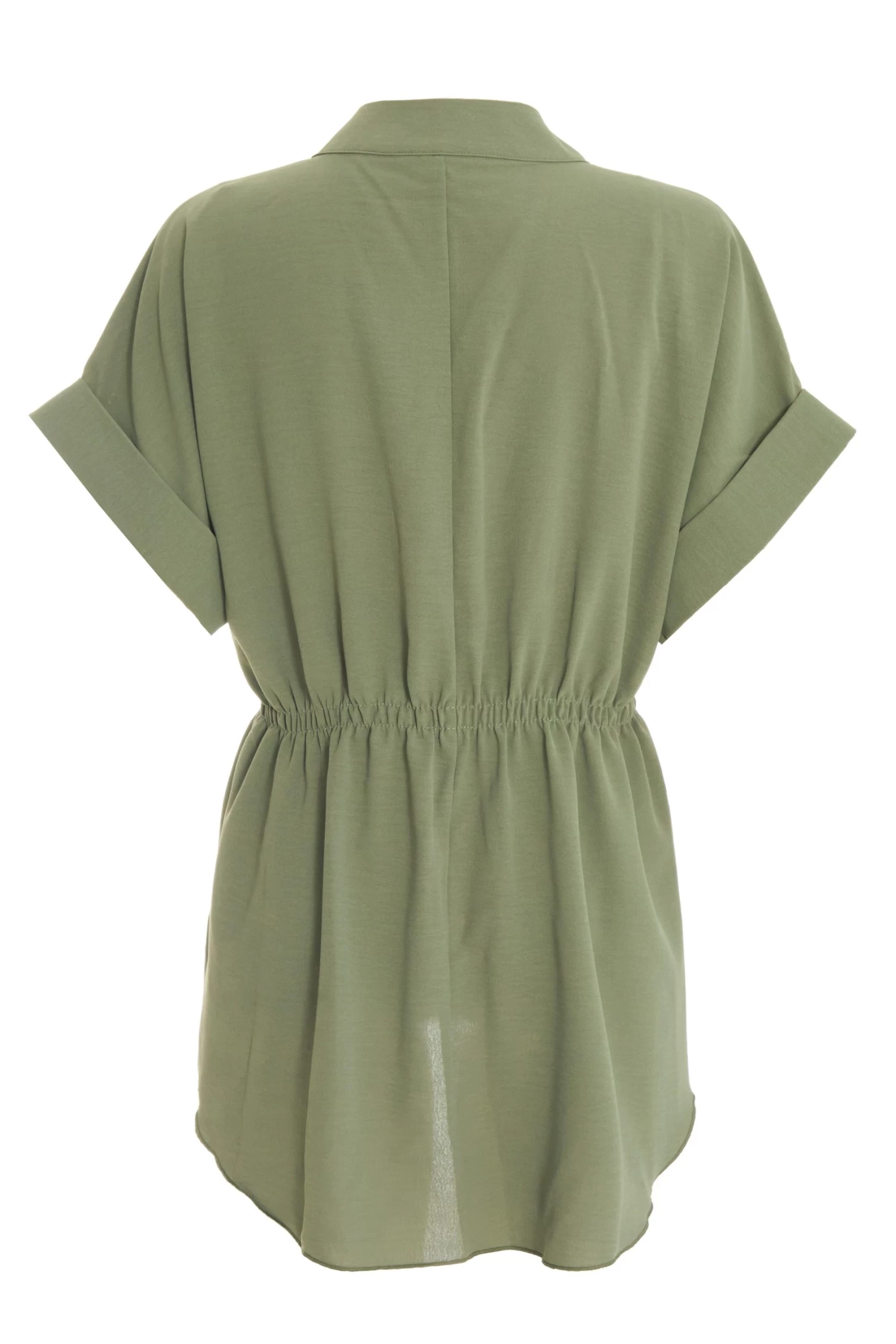 Khaki Button Ruched Blouse - Image 5