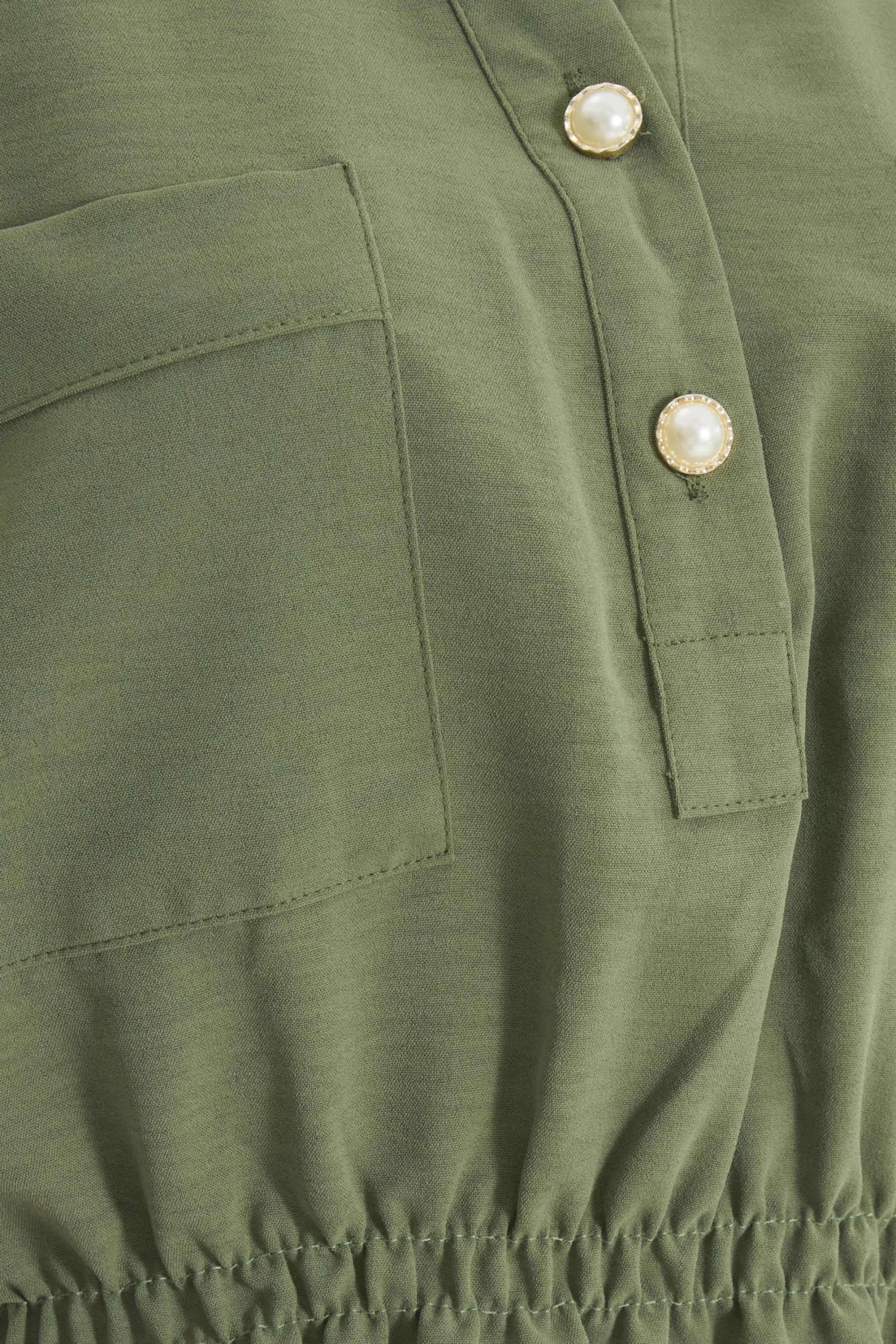 Khaki Button Ruched Blouse - Image 6