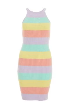 Multicoloured Stripe Bodycon Mini Dress